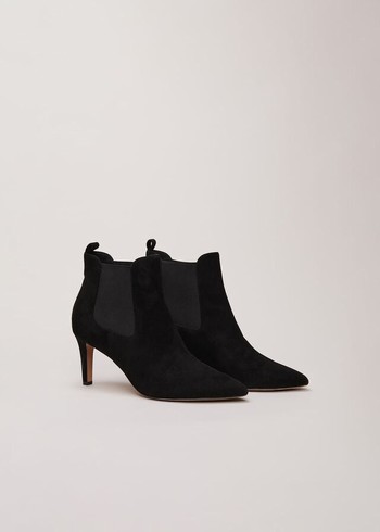 Phase Eight Black Suede Boots Black USA | 3084691-SI